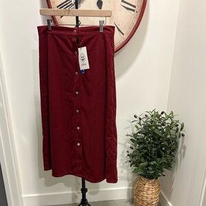 NWT Snap-Front Corduroy Midi Skirt